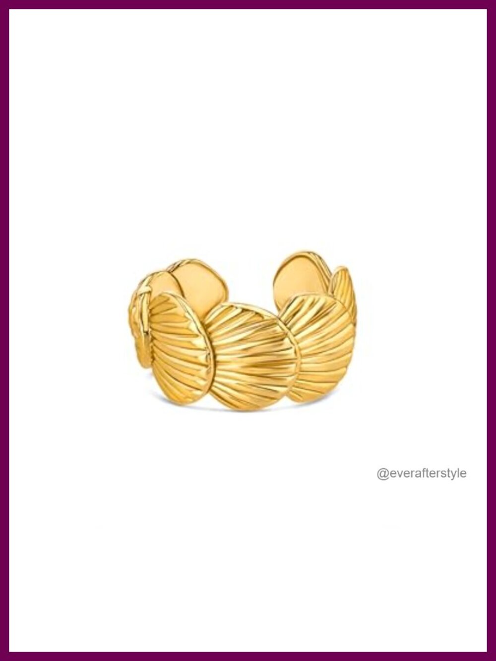 18K Gold Plated Adjustable Stacking Ring Shell Open Ring